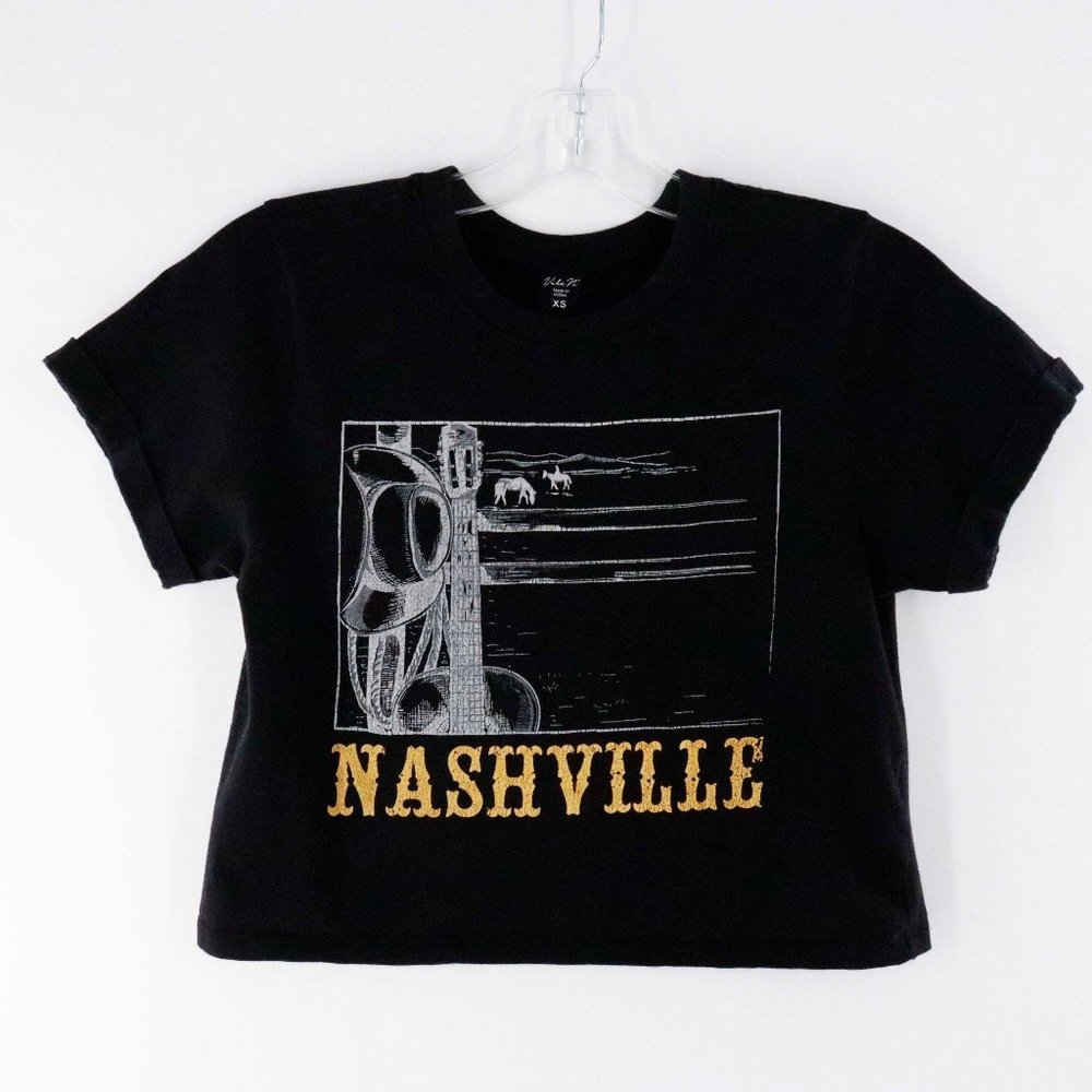 Vibe N' Cropped Black Nashville Shortsleeved Tshir